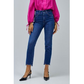 Blugi skinny cu talie inalta - Albastru melange