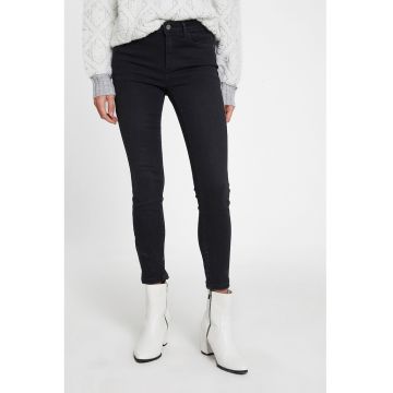 Blugi skinny cu talie medie - Negru stins