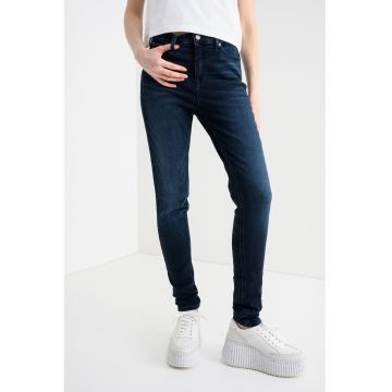 Blugi skinny cu talie medie Nora - Albastru inchis
