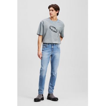 Blugi slim-fit cu aspect decolorat - Albastru deschis