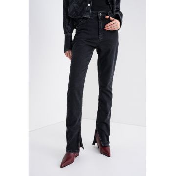 Blugi slim fit cu slituri la nivelul gleznei Gitria - Gri inchis