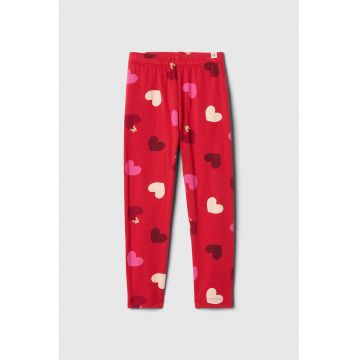 Colanti cu talie medie si imprimeu - Rosu/Alb murdar