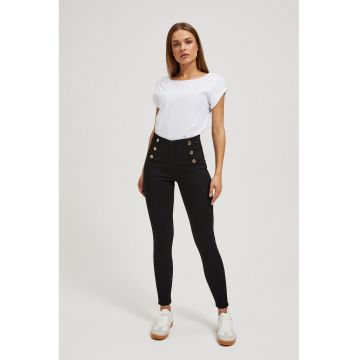 Jeans cu Butoane Decorative - Negru