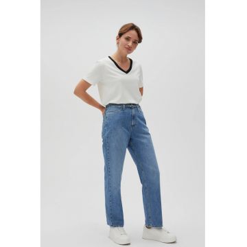 Jeansi largi albastre cu curea XXL