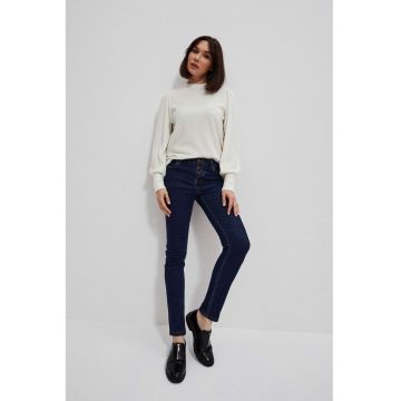 Jeansuri push up cu nasturi bleumarin - Bleumarin