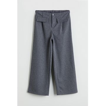 Pantaloni ampli cu dungi inguste - Alb/Gri inchis