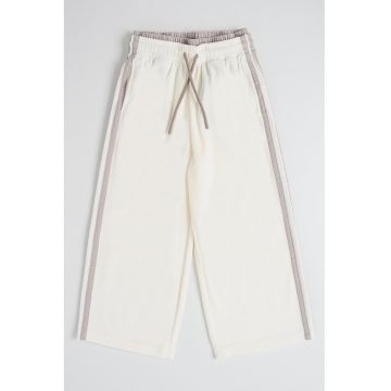 Pantaloni ampli de trening cu snur - Crem