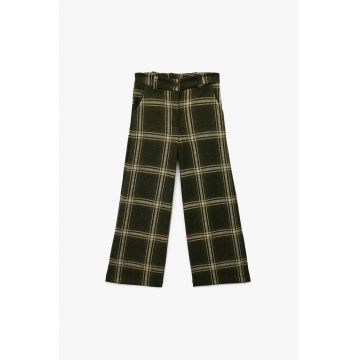 Pantaloni ampli in carouri - Verde/Bej