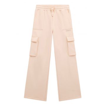 Pantaloni cargo cu croiala ampla si snur - Bej deschis