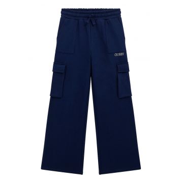 Pantaloni cargo cu croiala ampla si snur - Bleumarin