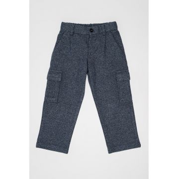 Pantaloni cargo cu talie elastica - Gri/Bleumarin