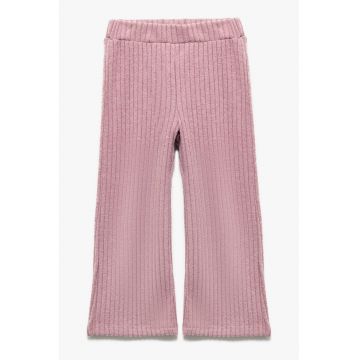 Pantaloni cu croiala ampla si model uni - Roz prafuit