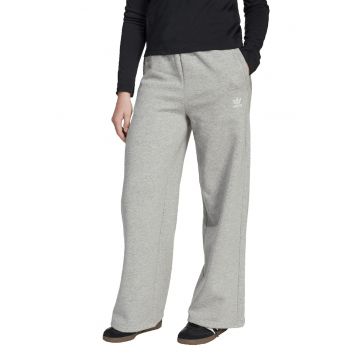 Pantaloni cu croiala ampla si talie inalta - Gri melange