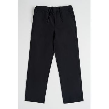 Pantaloni cu snur de ajustare si buzunare oblice - Negru