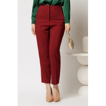 Pantaloni dama bordo cu croi conic