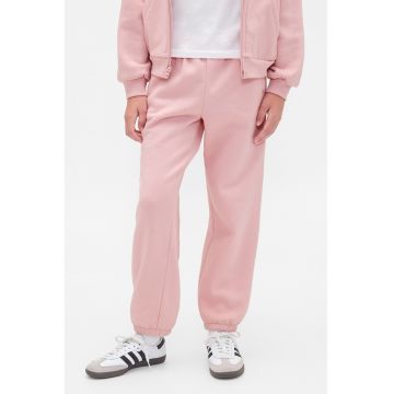 Pantaloni de trening cu logo brodat - Roz deschis
