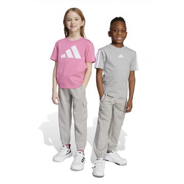 Pantaloni de trening cu snur de ajustare si buzunare - Alb/Gri melange