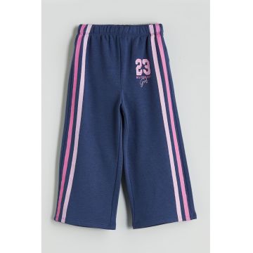 Pantaloni de trening cu talie elastica - Albastru prafuit/Roz