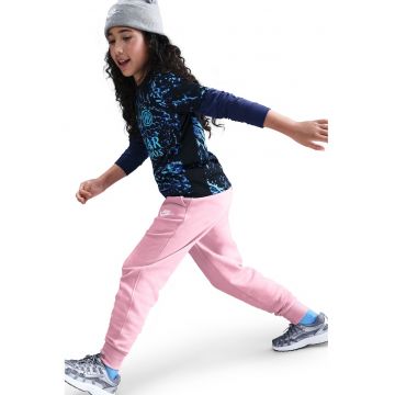 Pantaloni de trening cu talie inalta si buzunare laterale - Roz pastel