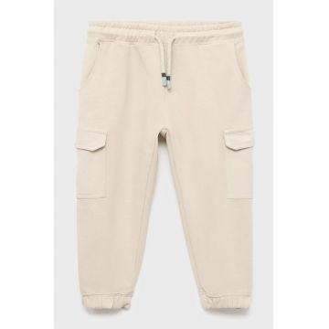 Pantaloni de trening de bumbac cu buzunare cu clapa - Maro nisip