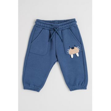 Pantaloni de trening din amestec de bumbac - Albastru inchis