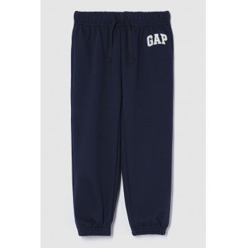 Pantaloni de trening din amestec de bumbac cu logo - Bleumarin