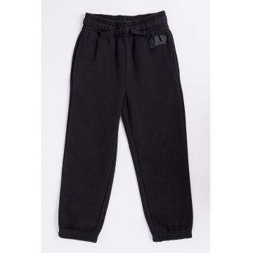 Pantaloni de trening din amestec de bumbac cu snur in talie - Negru stins