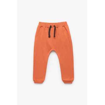 Pantaloni de trening din bumbac cu snur - Coral