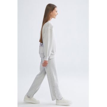 Pantaloni de trening relaxed fit cu model uni - Gri melange