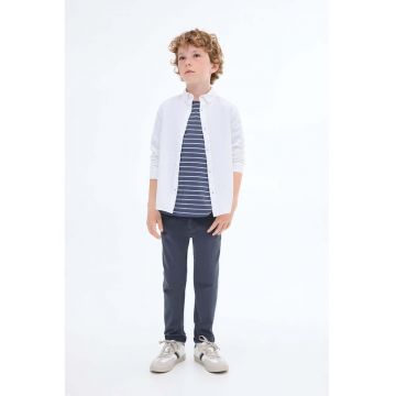 Pantaloni drepti cu model uni - Bleumarin