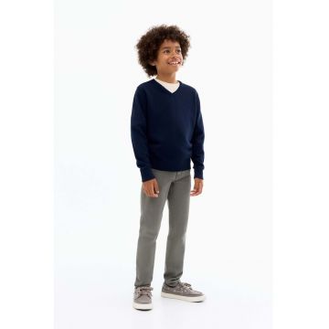 Pantaloni drepti cu model uni - Grej