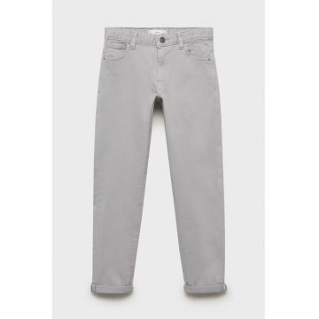 Pantaloni drepti cu model uni - Gri deschis