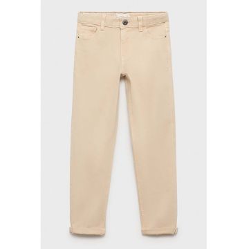 Pantaloni drepti cu model uni - Maro camel