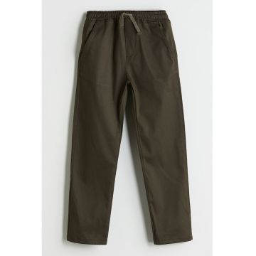 Pantaloni drepti cu talie ajustabila - Kaki inchis