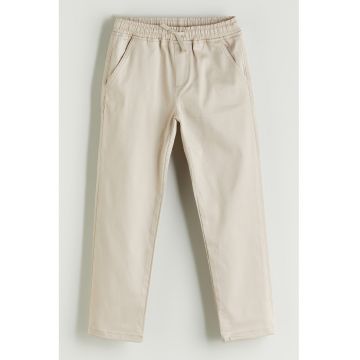 Pantaloni drepti cu talie ajustabila - Maro nisip