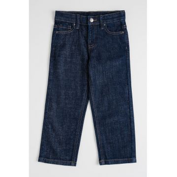 Pantaloni drepti uni cu 5 buzunare - Bleumarin