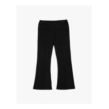 Pantaloni evazati cu model uni - Negru