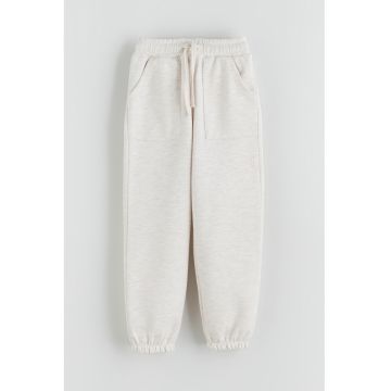 Pantaloni lejeri de trening din material pique - Alb