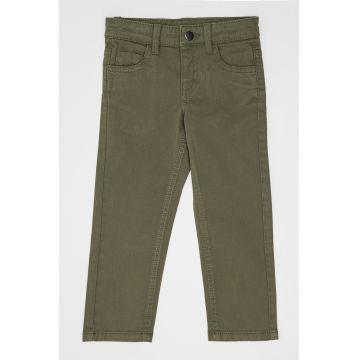 Pantaloni slim fit cu talie medie - Kaki inchis