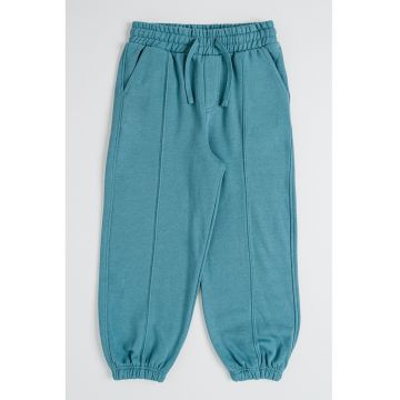 Pantaloni uni de trening cu snur - Verde aquamarin