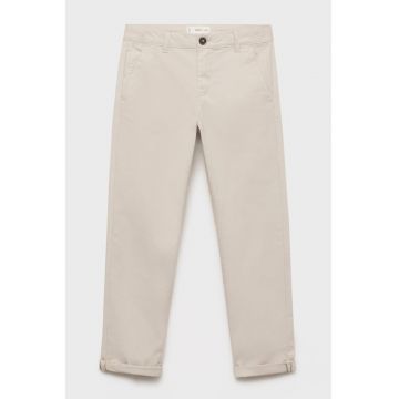 Pantaloni uni din amestec de bumbac - Alb murdar