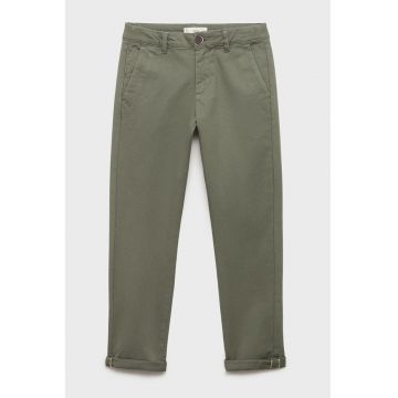 Pantaloni uni din amestec de bumbac - Verde feriga