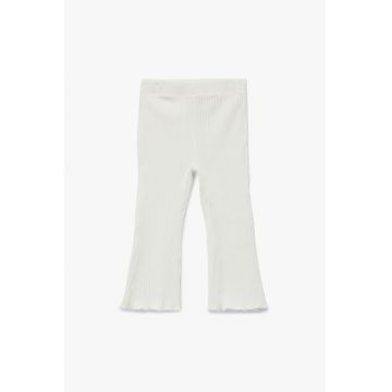 Pantaloni uni striati - Alb
