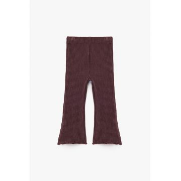 Pantaloni uni striati - Maro cognac