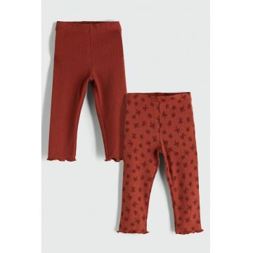 Set de colanti cu terminatii valurite - 2 perechi - Visiniu/Maro cognac