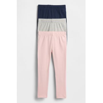 Set de colanti din bumbac organic - 3 perechi - Gri/Roz pal/Bleumarin