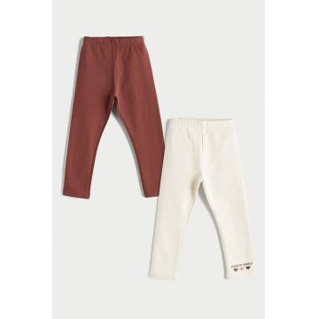 Set de colanti slim-fit - 2 perechi - Maro/Bej deschis