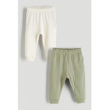 Set de pantaloni de trening din bumbac - 2 perechi - Bej deschis/Verde sparanghel