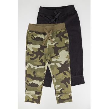 Set de pantaloni de trening din bumbac organic - 2 perechi - Verde/Negru