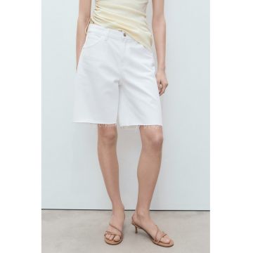 Bermude evazate din denim - Alb